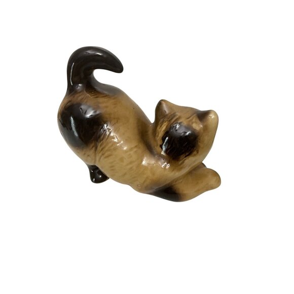 Vintage Goebel Ceramic Siamese Cat Figurine Brown Tan Germany Mid Century - Picture 7 of 10